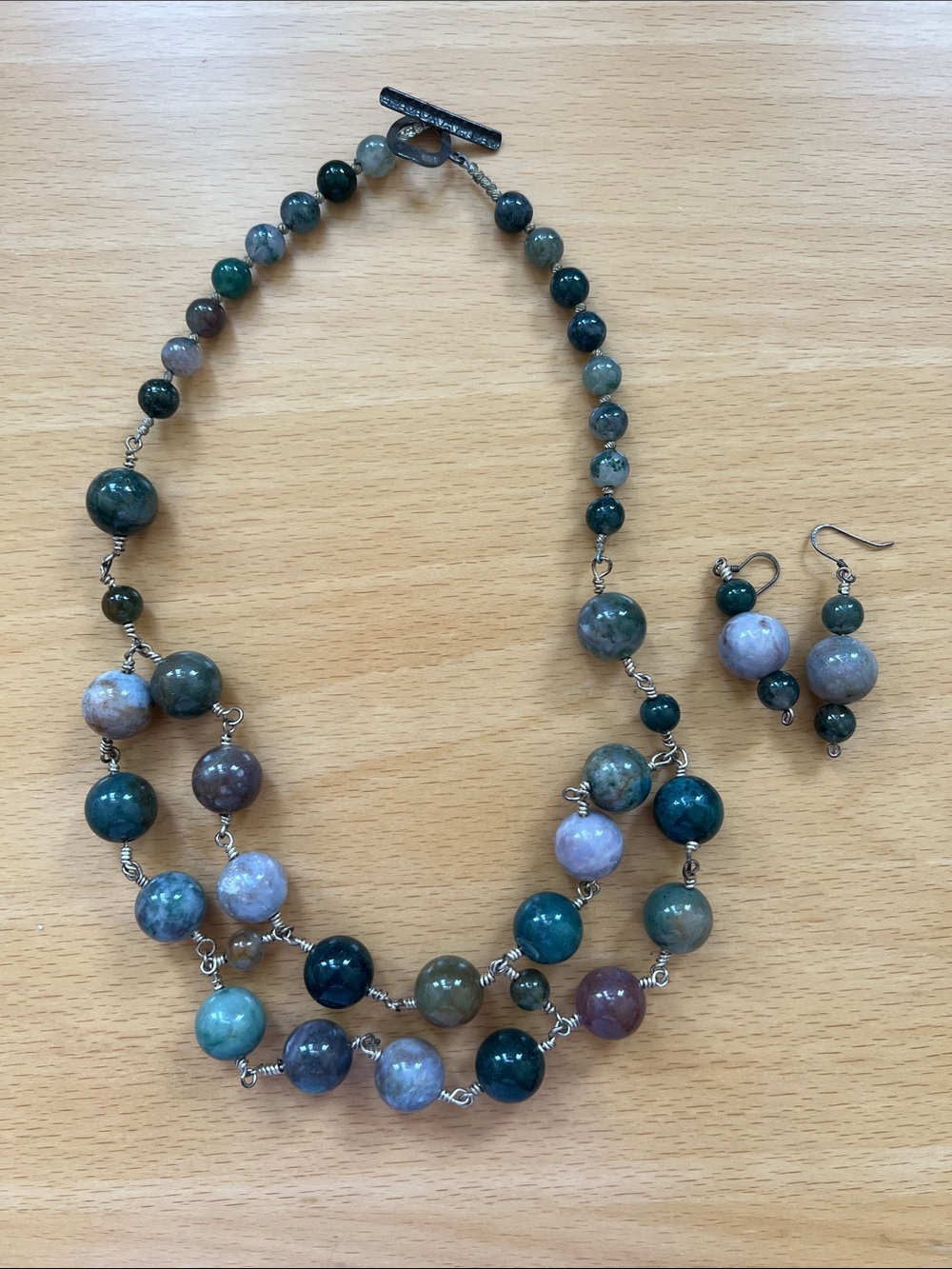 Sterling Silver 925 Statement Necklace & Matching Earrings Set